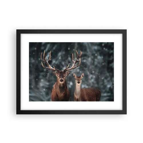 Affisch i svart ram - Skogens herre med hustrun - 40x30 cm