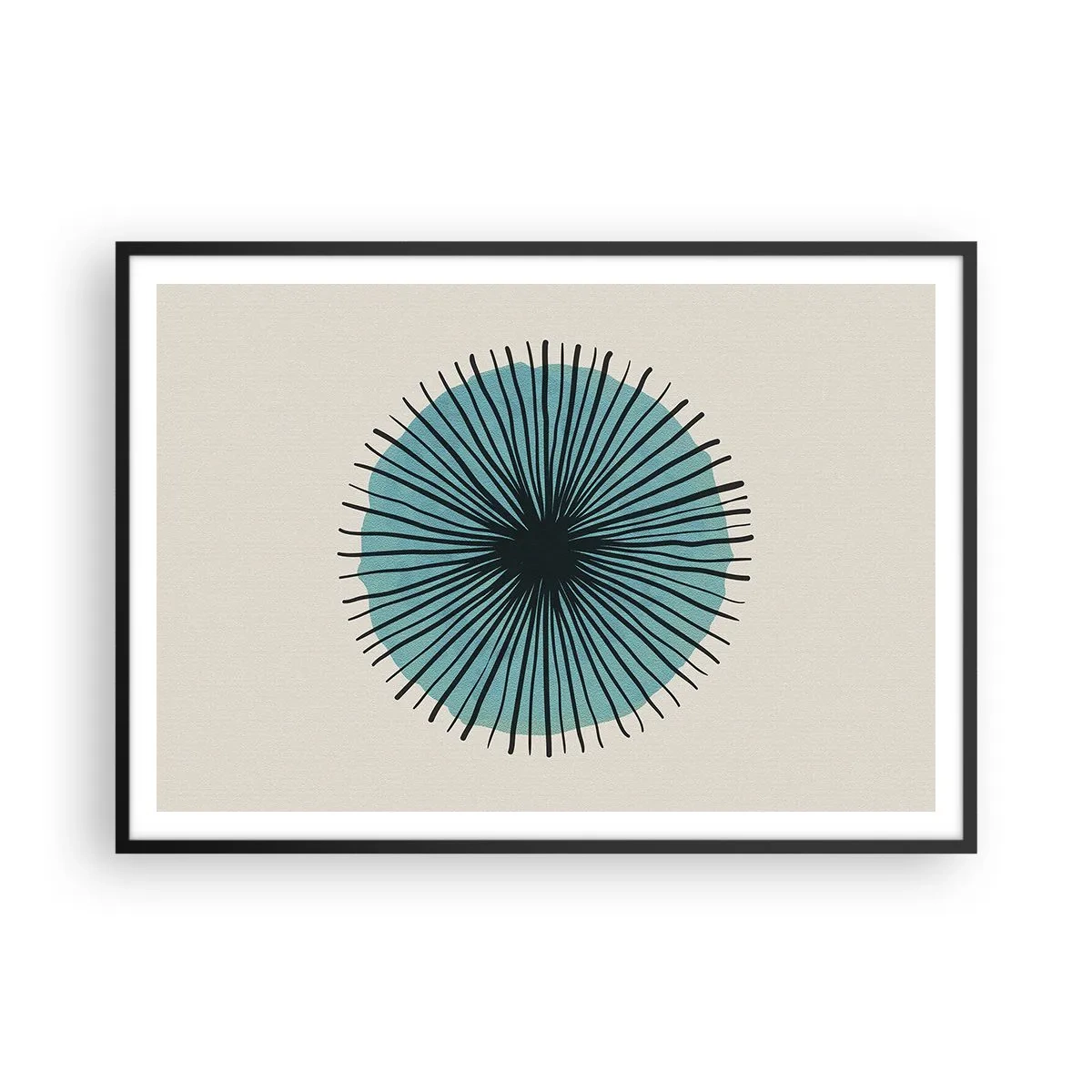 Affisch i svart ram - Radier mot blått - 100x70 cm