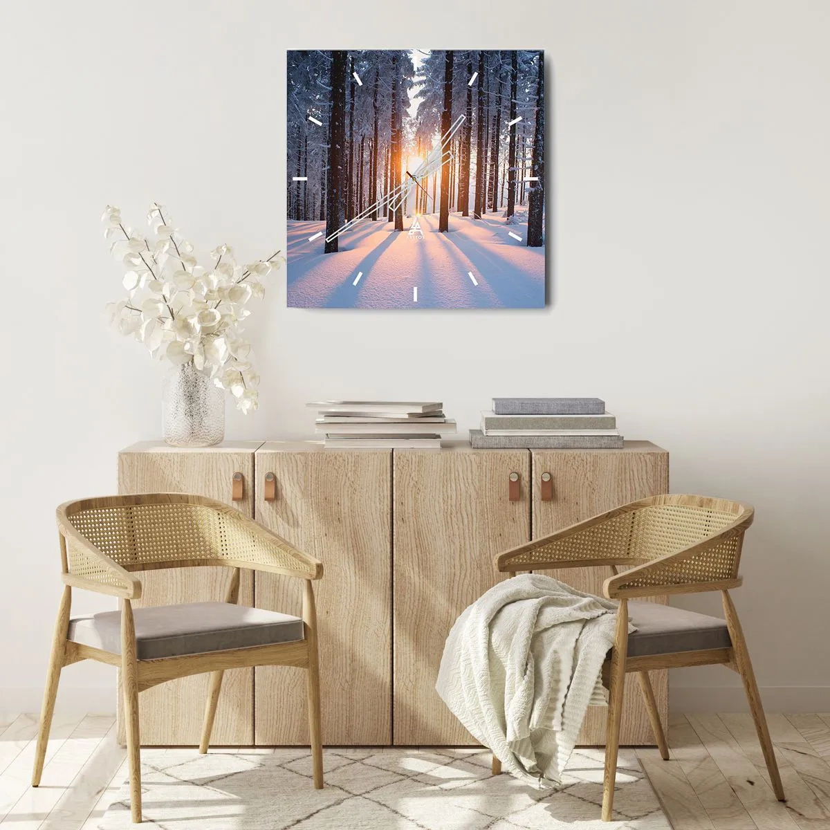 Väggklocka - Klocka på glas - Tydligt svart på vitt - 40x40 cm