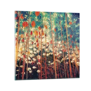 Glastavla - Bild på glas - Lövbladens hemlighetsfulla liv - 60x60 cm