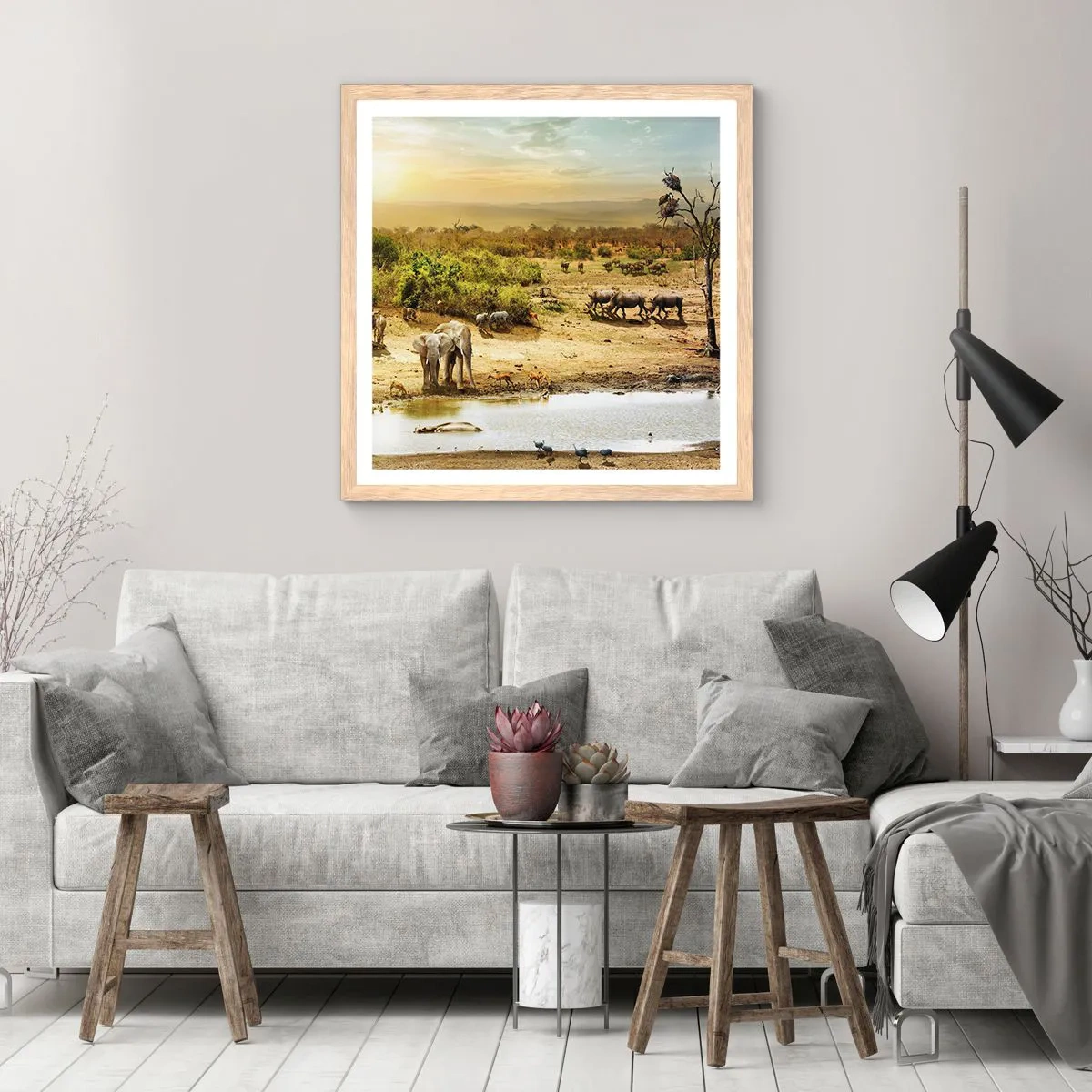 Affisch i ram av ljusek - "Det mynnade en flod från Eden…" - 50x50 cm