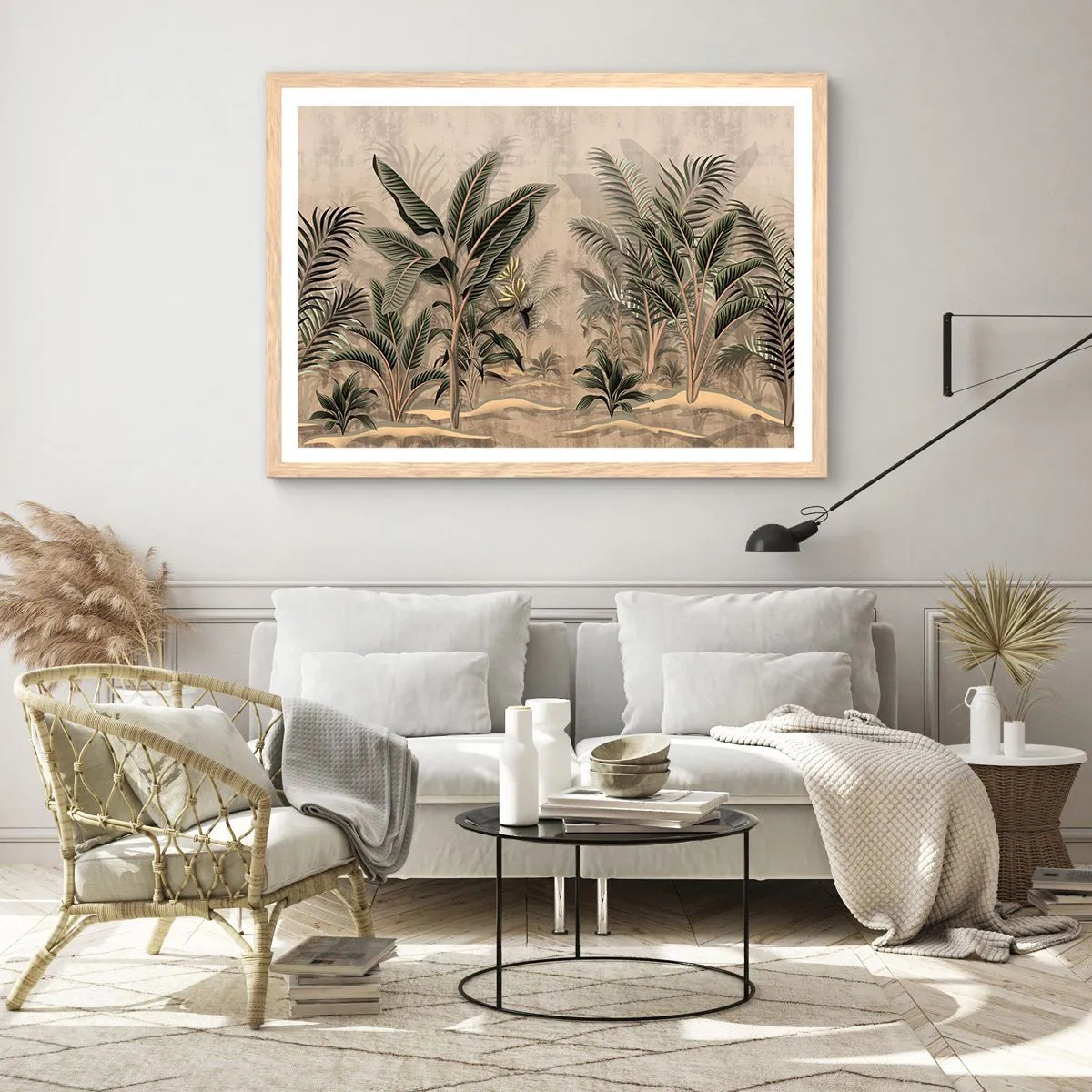 Affisch i ram av ljusek - Bild i kolonial stil - 100x70 cm