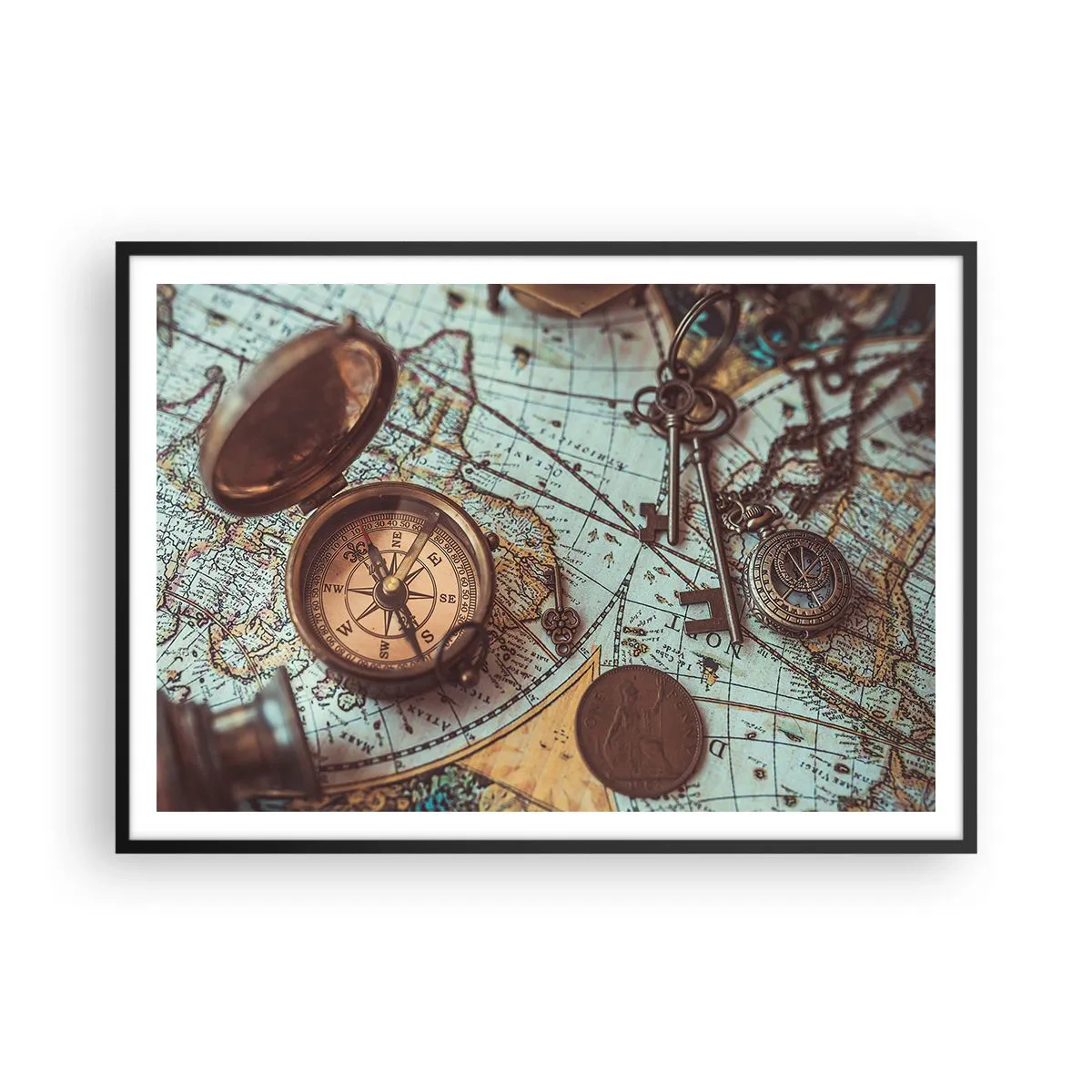 Affisch i svart ram - För äventyrare - 100x70 cm