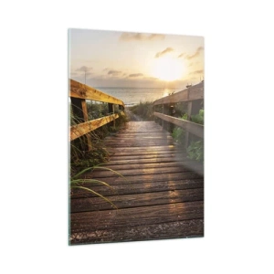 Glastavla - Bild på glas - Direkt till stranden - 50x70 cm