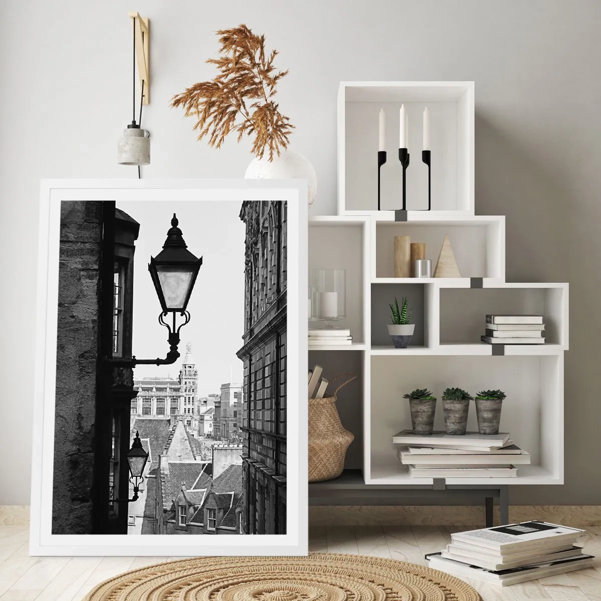 Affisch i vit ram - Historia från Edinburgh - 50x70 cm