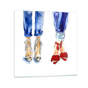 Glastavla - Bild på glas - Kanske går vi ut på promenad? - 30x30 cm