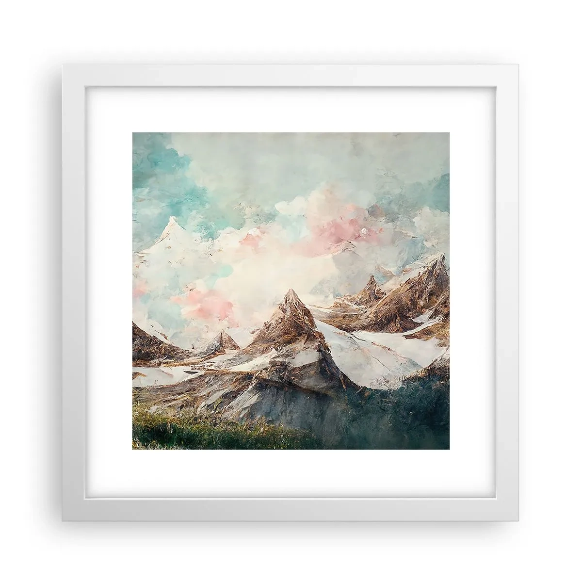 Affisch i vit ram - Steniga blad - 30x30 cm