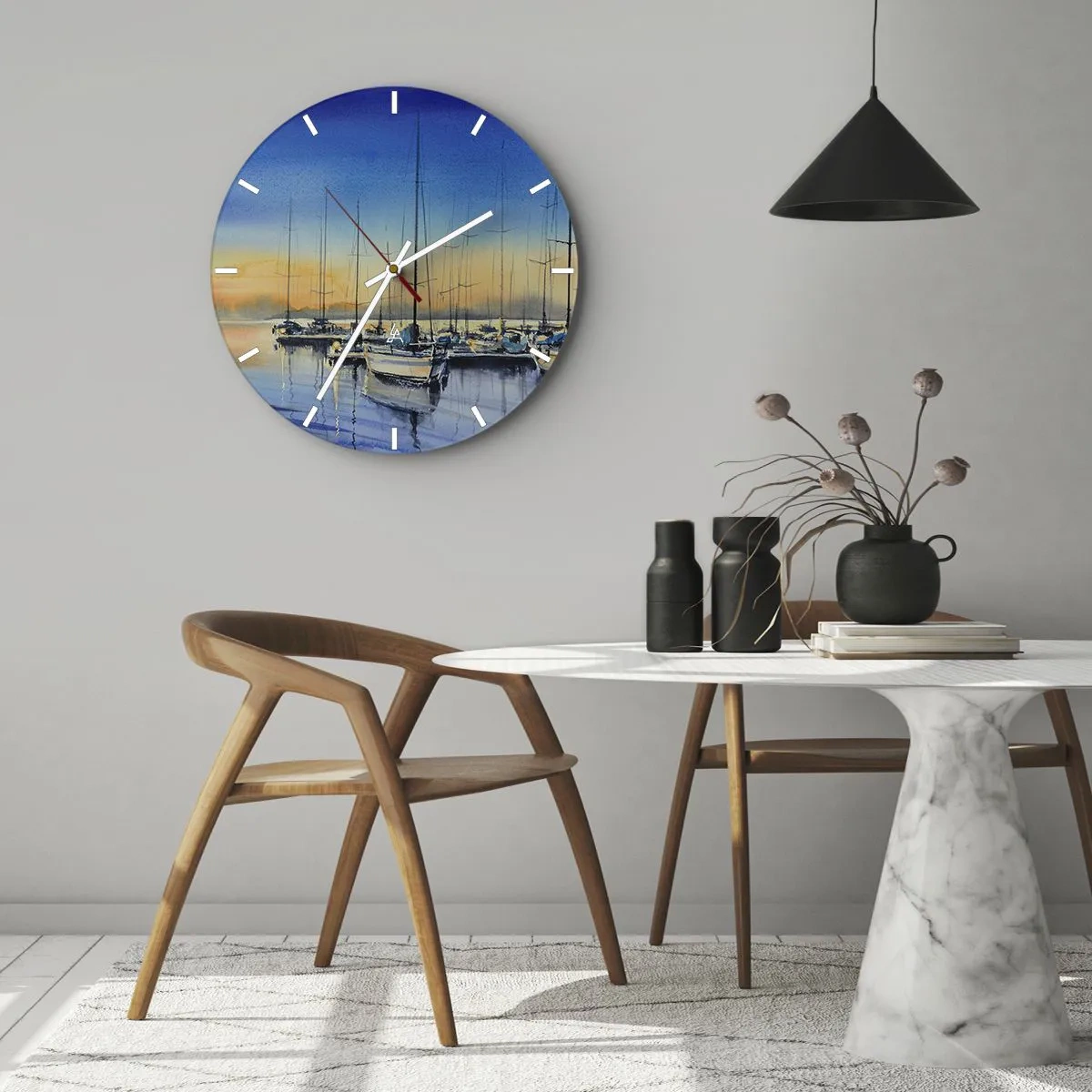 Väggklocka - Klocka på glas - Slutet på en bra dag - 40x40 cm