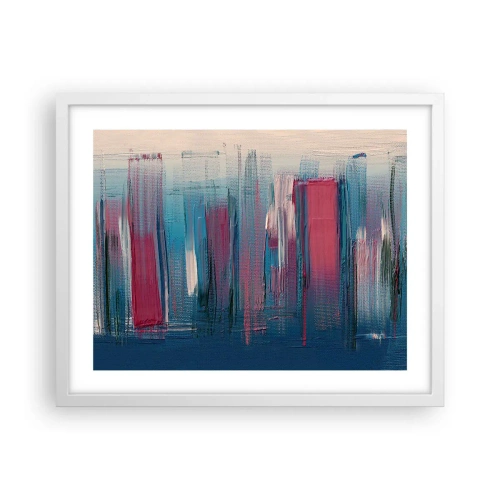 Affisch i vit ram - Vertikal komposition i blått och rött - 50x40 cm