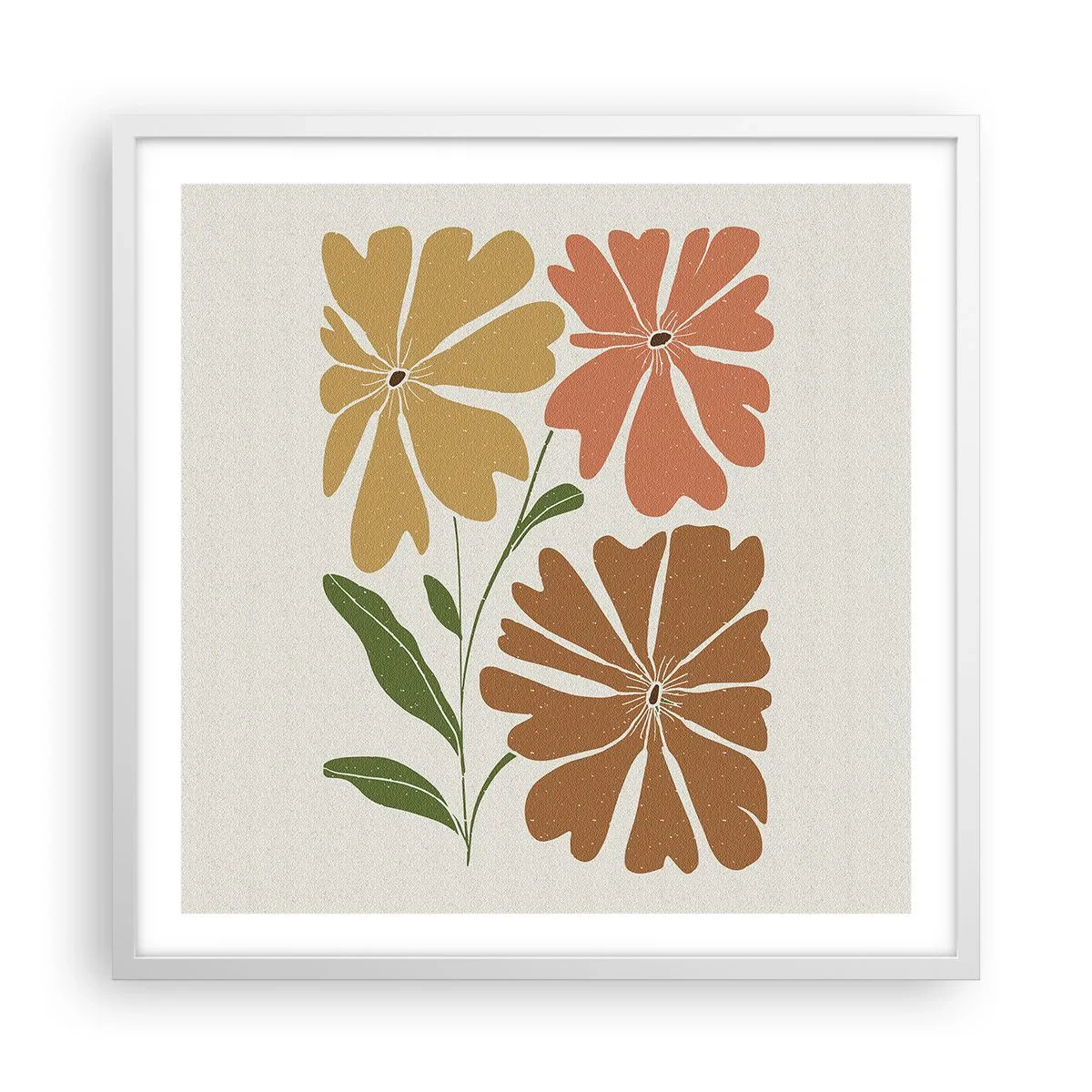 Affisch i vit ram - Natur och geometri - 60x60 cm
