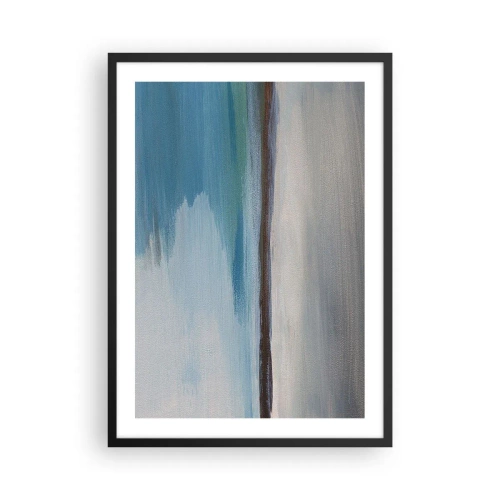 Affisch i svart ram - Abstrakt landskap i nyanser av blått och grått - 50x70cm - Horisontellt landskap - Modern väggdekoration för vardagsrum och sovrum ARTTOR