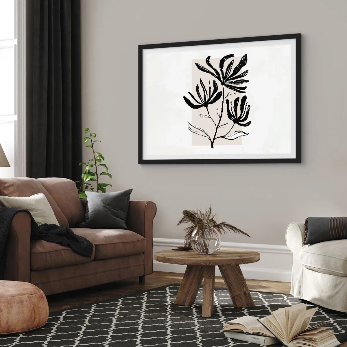 Affisch i svart ram - Skiss för ett herbarium - 70x50 cm