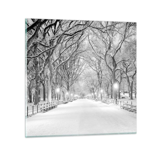 Glastavla - Bild på glas - De fyra årstiderna - vinter - 30x30 cm
