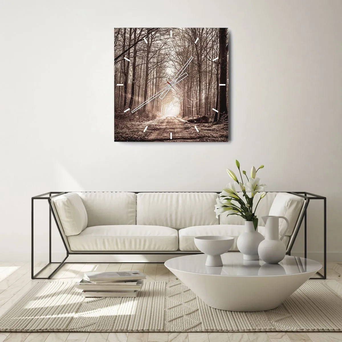 Väggklocka - Klocka på glas - Skogens domkyrka - 40x40 cm