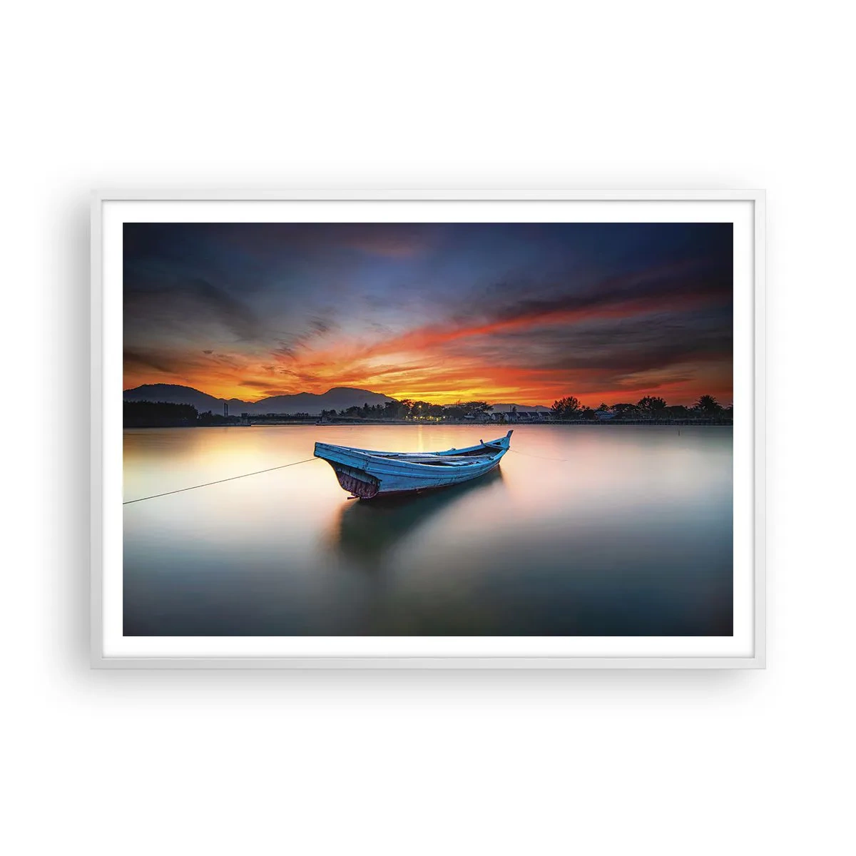 Affisch i vit ram - Det kommer en god natt - 100x70 cm