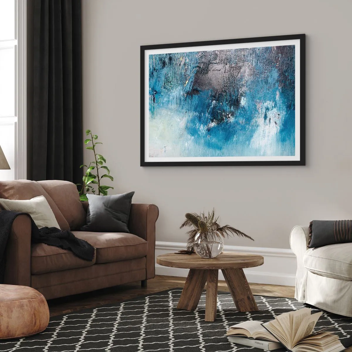Affisch i svart ram - Blå rapsodi - 50x40 cm