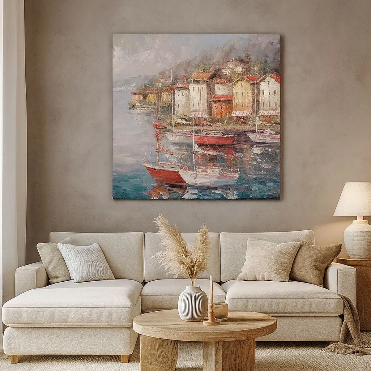 Canvastavla - Bild på duk - Romantisk hamn - 30x30 cm