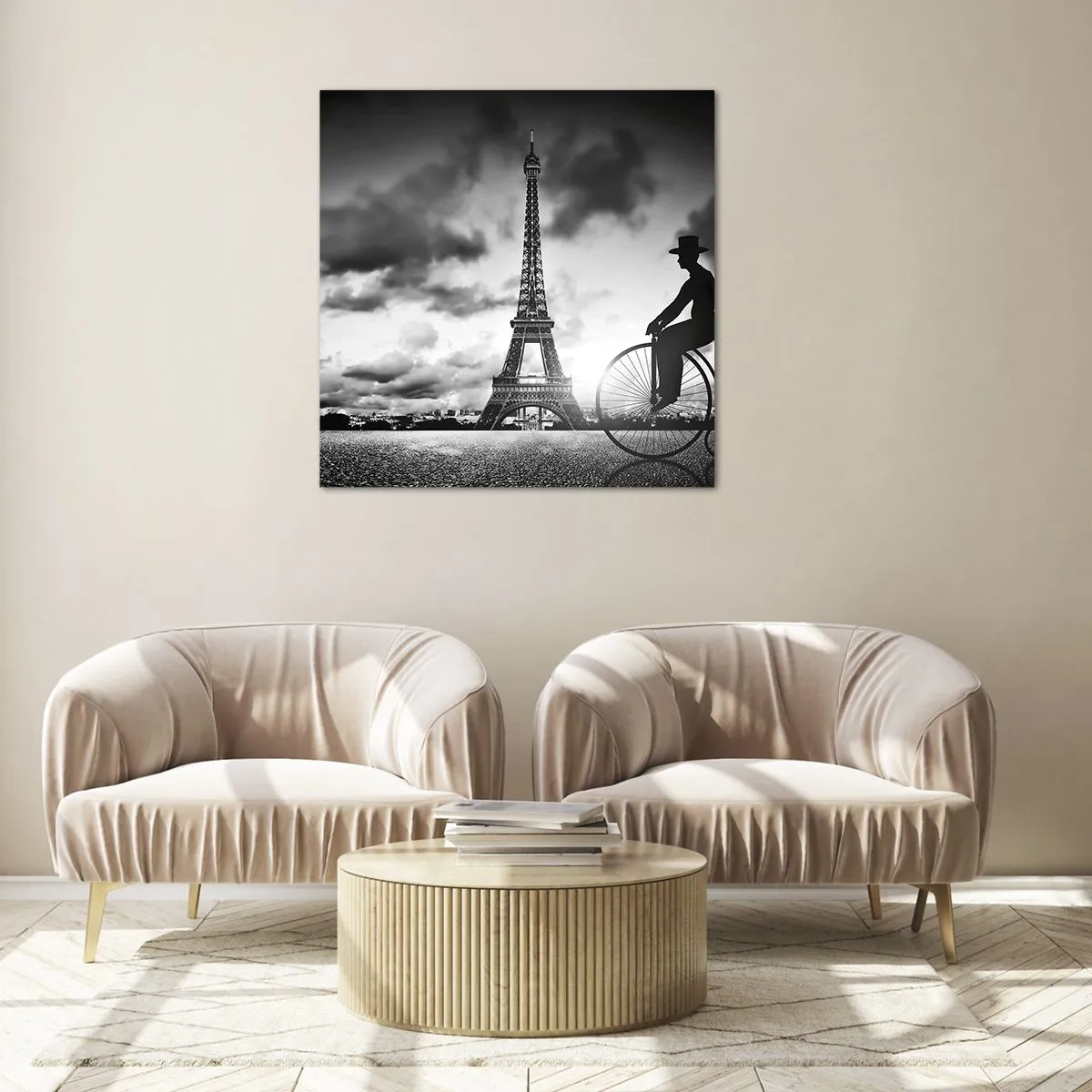 Glastavla - Bild på glas - Längtan efter Belle Epoque - 50x50 cm