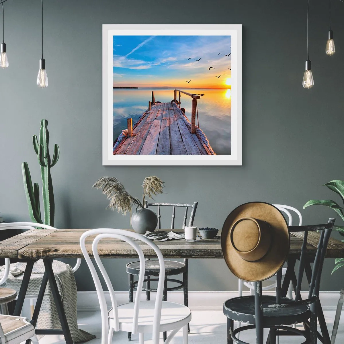 Affisch i vit ram - Gå mot solen - 30x30 cm