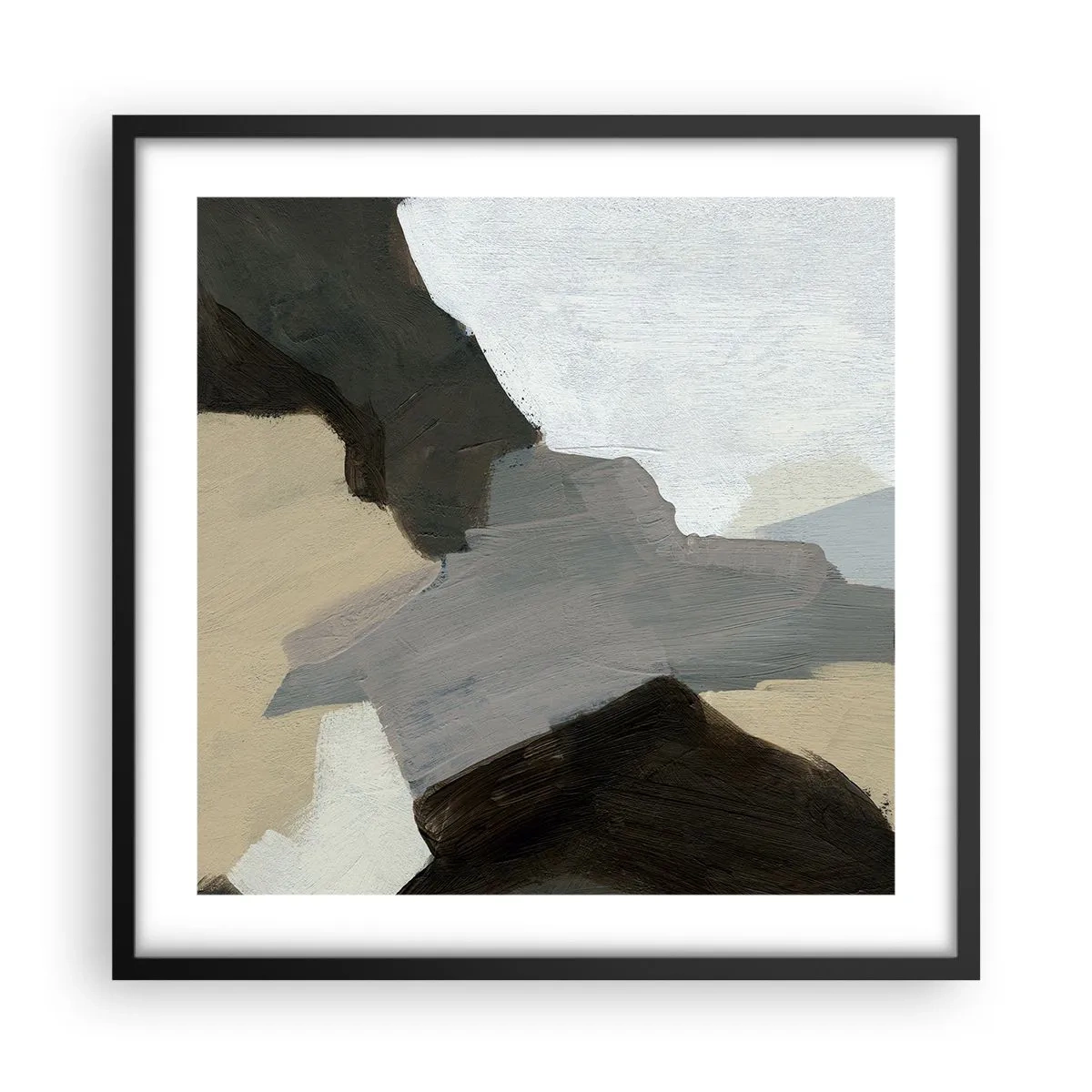 Affisch i svart ram - Abstraktion: avgrening av det gråa - 50x50 cm