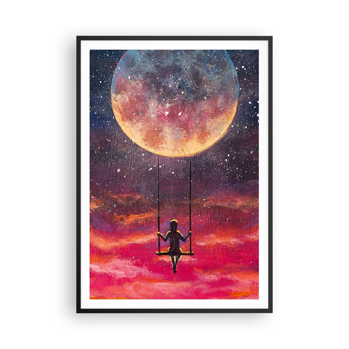 Affisch i svart ram - Sväva i molnen - 70x100 cm