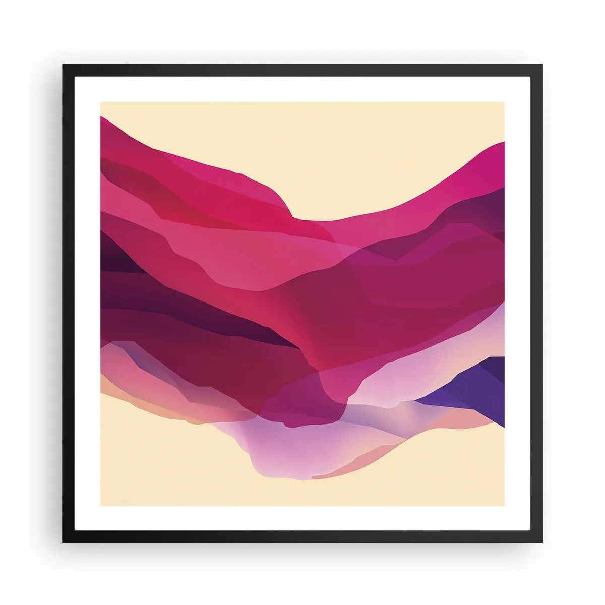 Affisch i svart ram - Purpurfärgade vågor - 60x60 cm