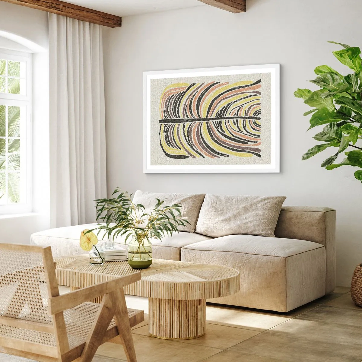 Affisch i vit ram - Pulserande abstraktion - 100x70 cm