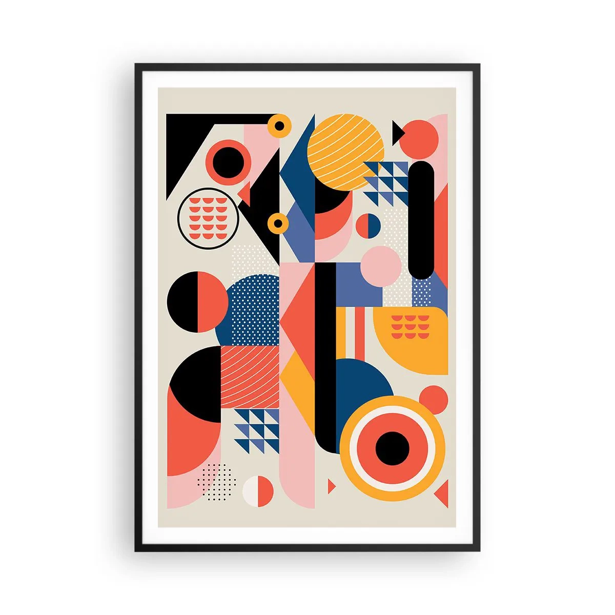 Affisch i svart ram - Komposition: Lek - 70x100 cm