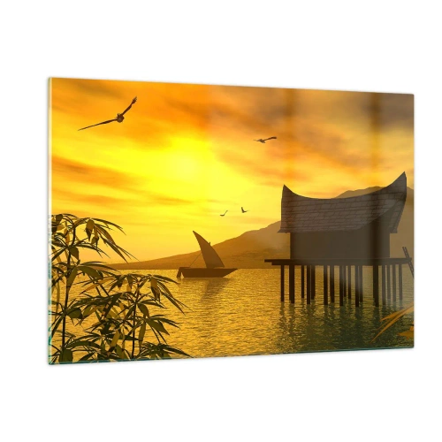 Glastavla - Bild på glas - Efterlängtad ro - 120x80 cm