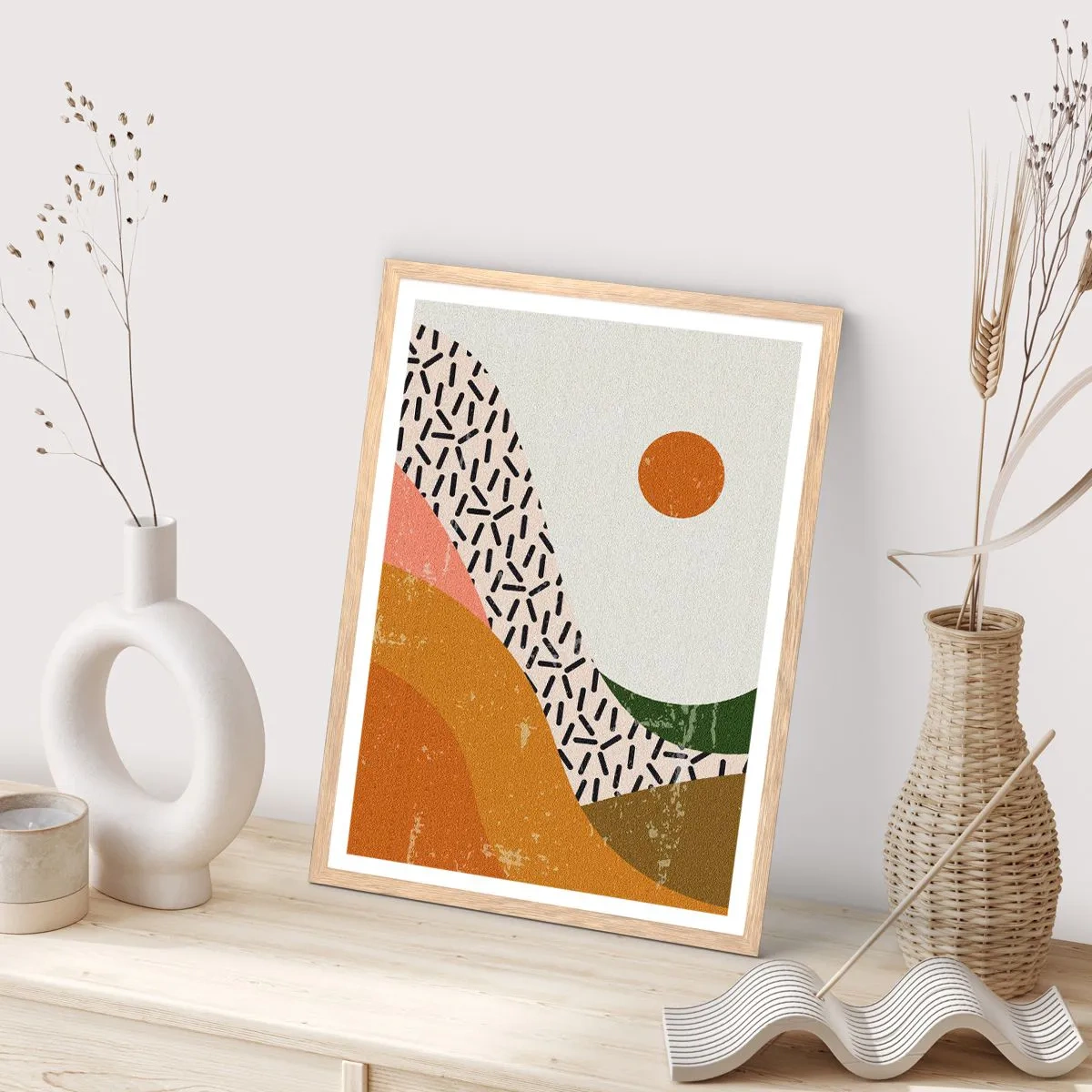 Affisch i ram av ljusek - Solig abstraktion - 50x70 cm