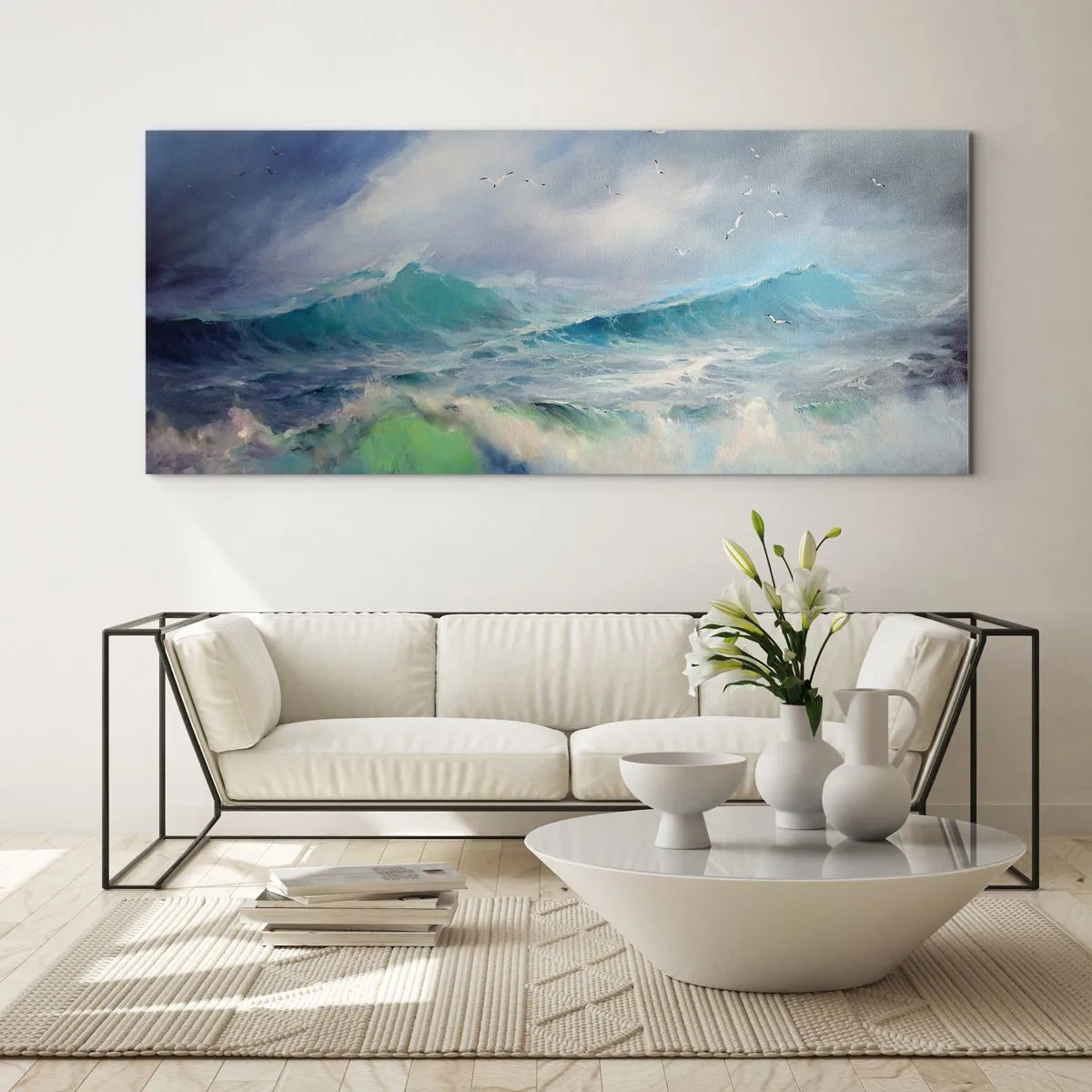Glastavla - Bild på glas - "Orkanen vrålade med triumf…' - 90x30 cm