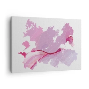Canvastavla - Bild på duk - Abstrakt världskarta i nyanser av rosa - 70x50cm - Karta över en rosa värld - Modern väggdekoration för vardagsrum och sovrum ARTTOR