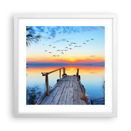 Affisch i vit ram - Dags att vända hem... - 40x40 cm