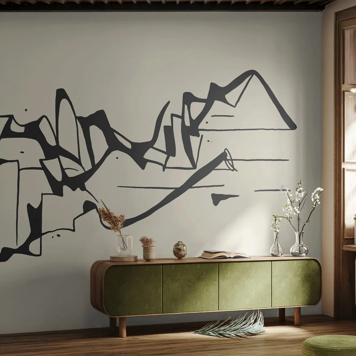 Fototapet Standard Eco - Kanske ett landskap - Minimalism, Bit, Linje - 250x175 cm