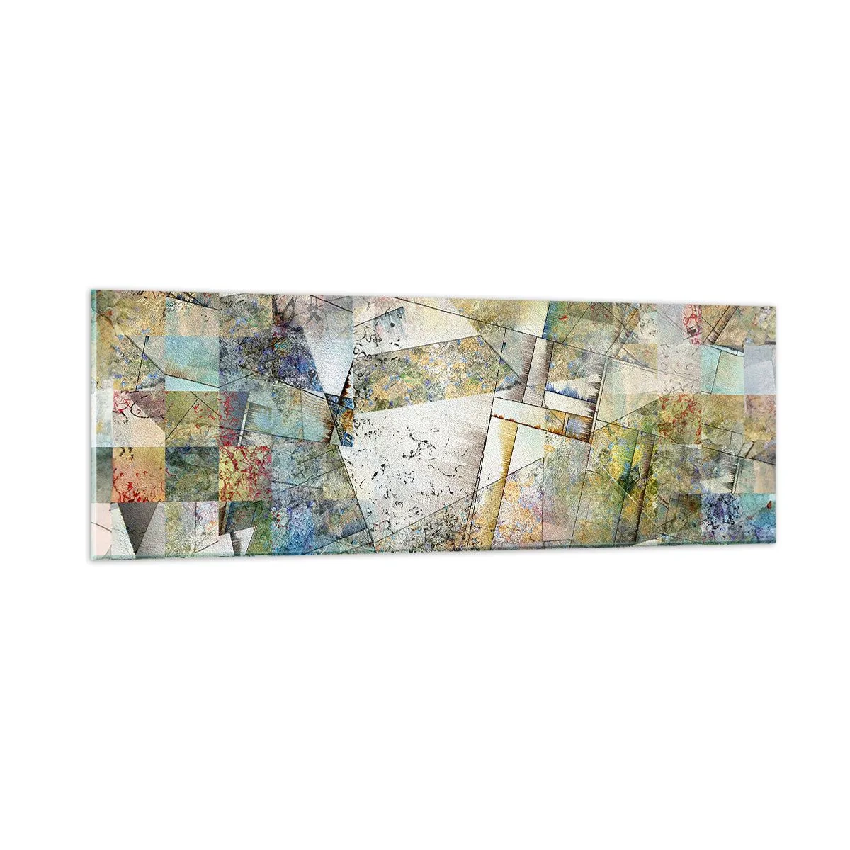 Glastavla - Bild på glas - Geometrisk omblandning - 90x30 cm