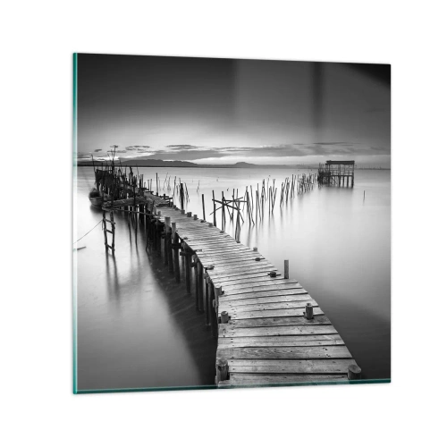 Glastavla - Bild på glas - Den glömda strandens ro - 50x50 cm