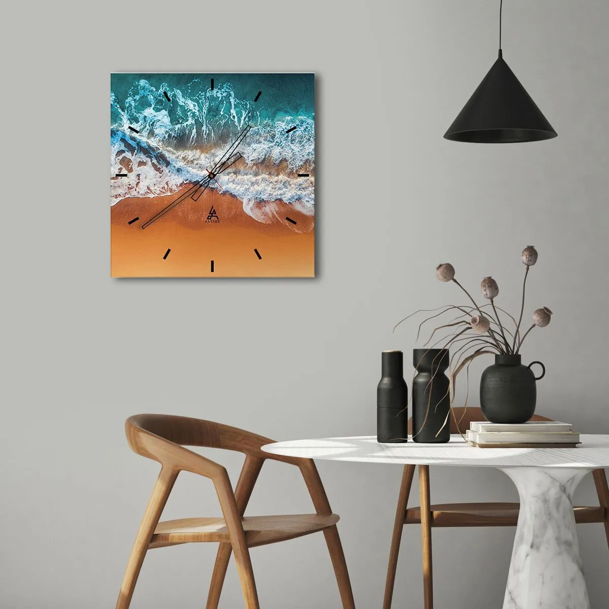 Väggklocka - Klocka på glas - Alltid i par - 40x40 cm