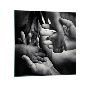 Glastavla - Bild på glas - Att vara människa - 70x70 cm