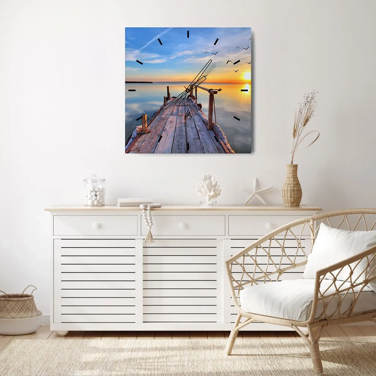 Väggklocka - Klocka på glas - Gå mot solen - 40x40 cm