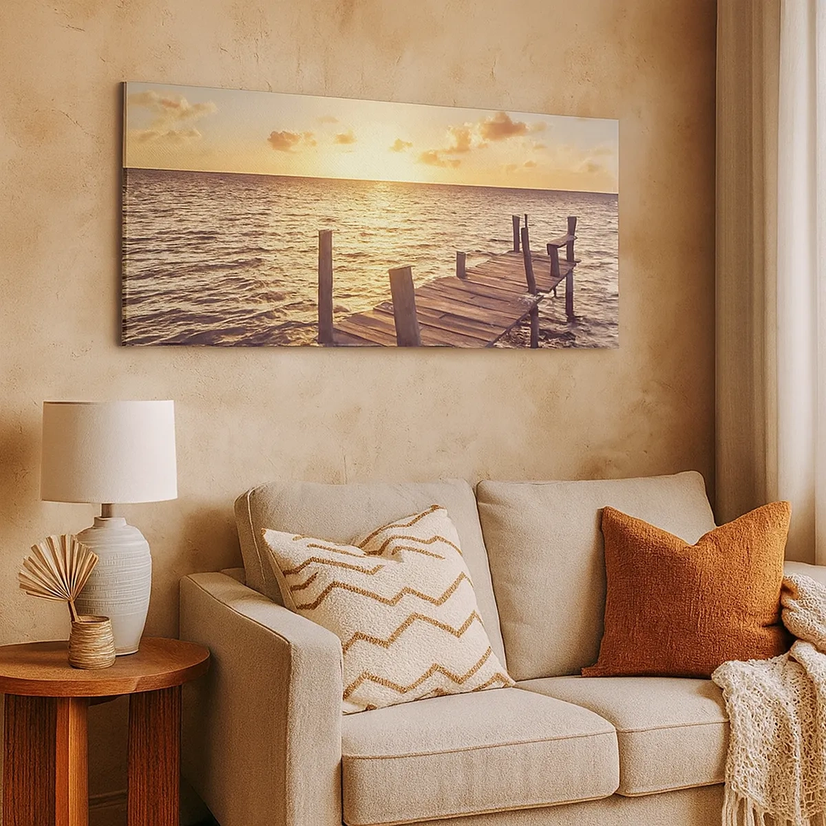 Canvastavla - Bild på duk - Gyllene mildhetslandskap - 30x30 cm