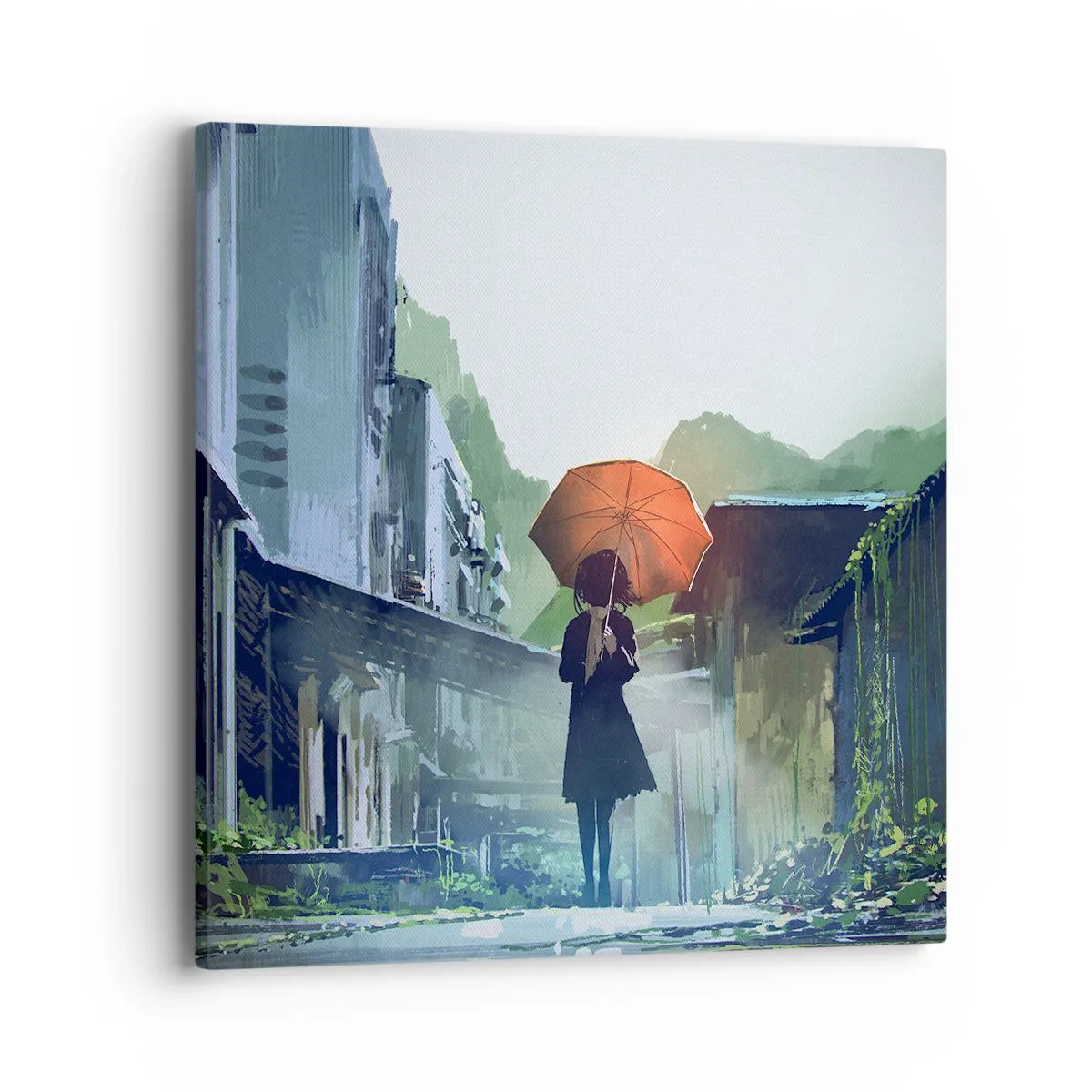 Canvastavla - Bild på duk - Uppfriskande regn - 40x40 cm