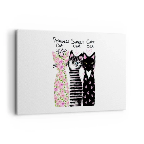 Canvastavla - Bild på duk - Det var en gång tre katter - 120x80 cm