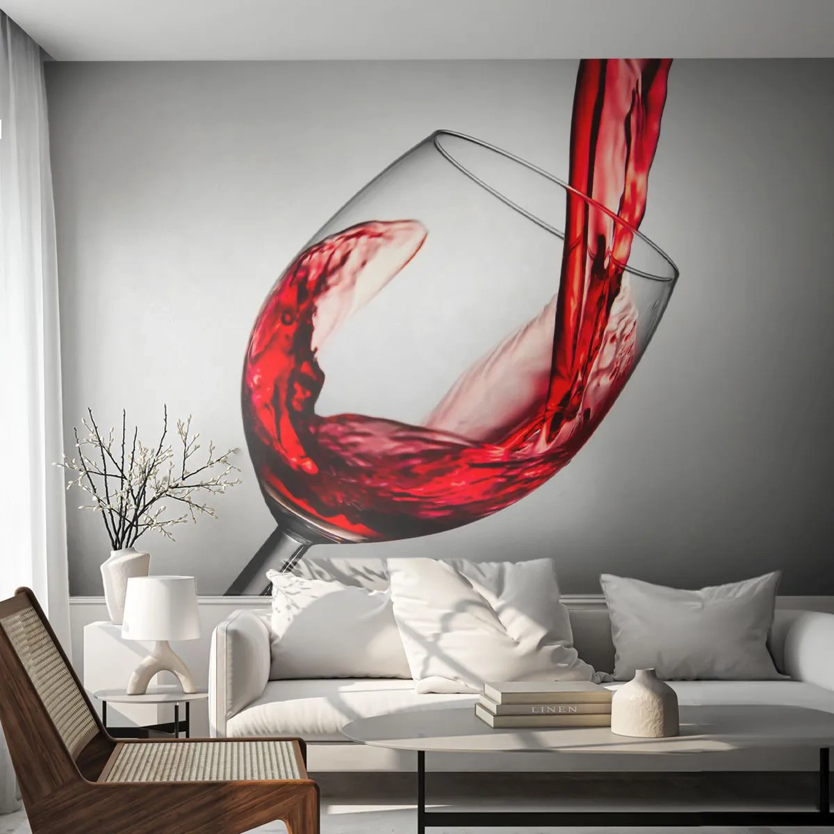 Självhäftande Fototapet Deluxe Sticker - Färg - rörelse - ljud - Vinglas, rödvin, Gastronomi - 250x175 cm