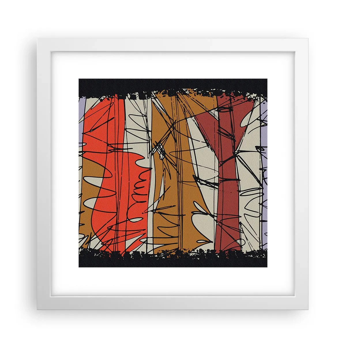 Affisch i vit ram - Spontan komposition - 30x30 cm