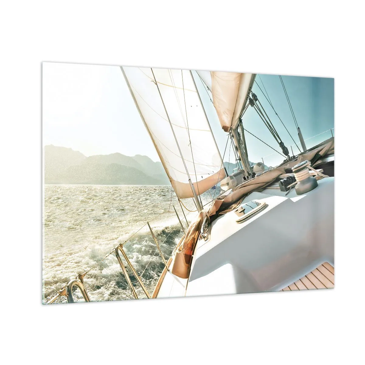 Glastavla - Bild på glas - Under full segel - 100x70 cm