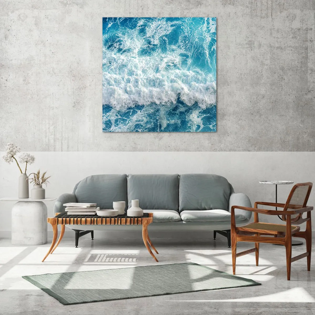 Glastavla - Bild på glas - Glatt och hoppande - 70x70 cm