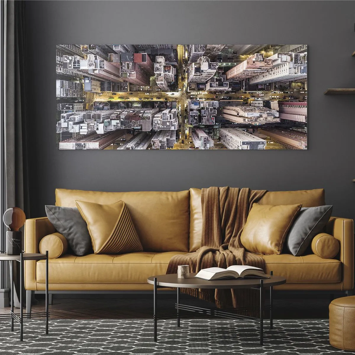 Glastavla - Bild på glas - Hälsningar från Hongkong - 90x30 cm