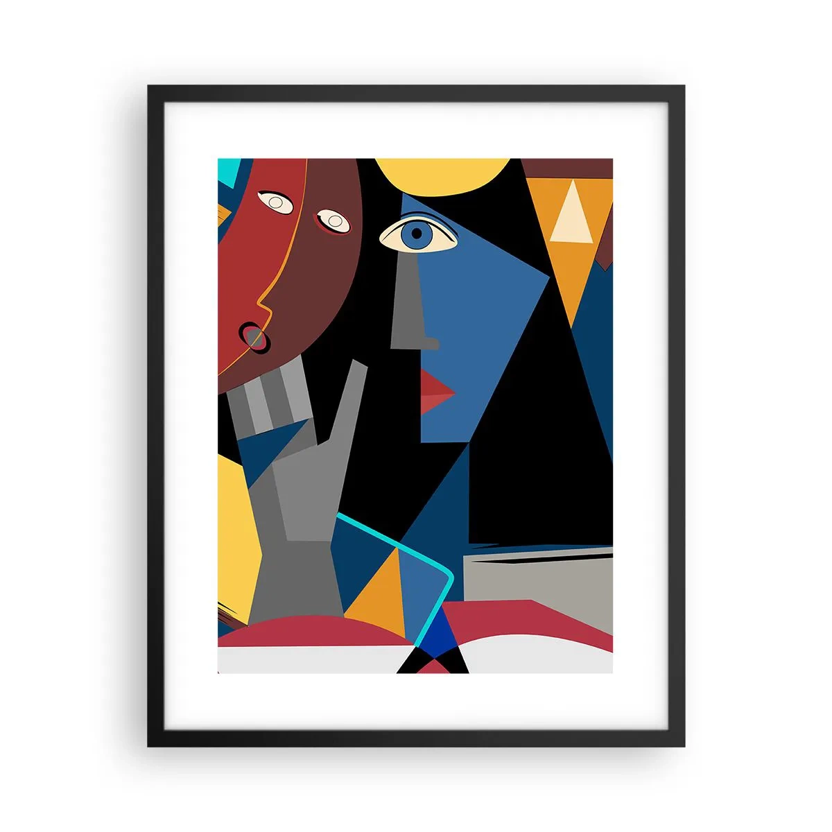 Affisch i svart ram - Kubistiskt samtal - 40x50 cm