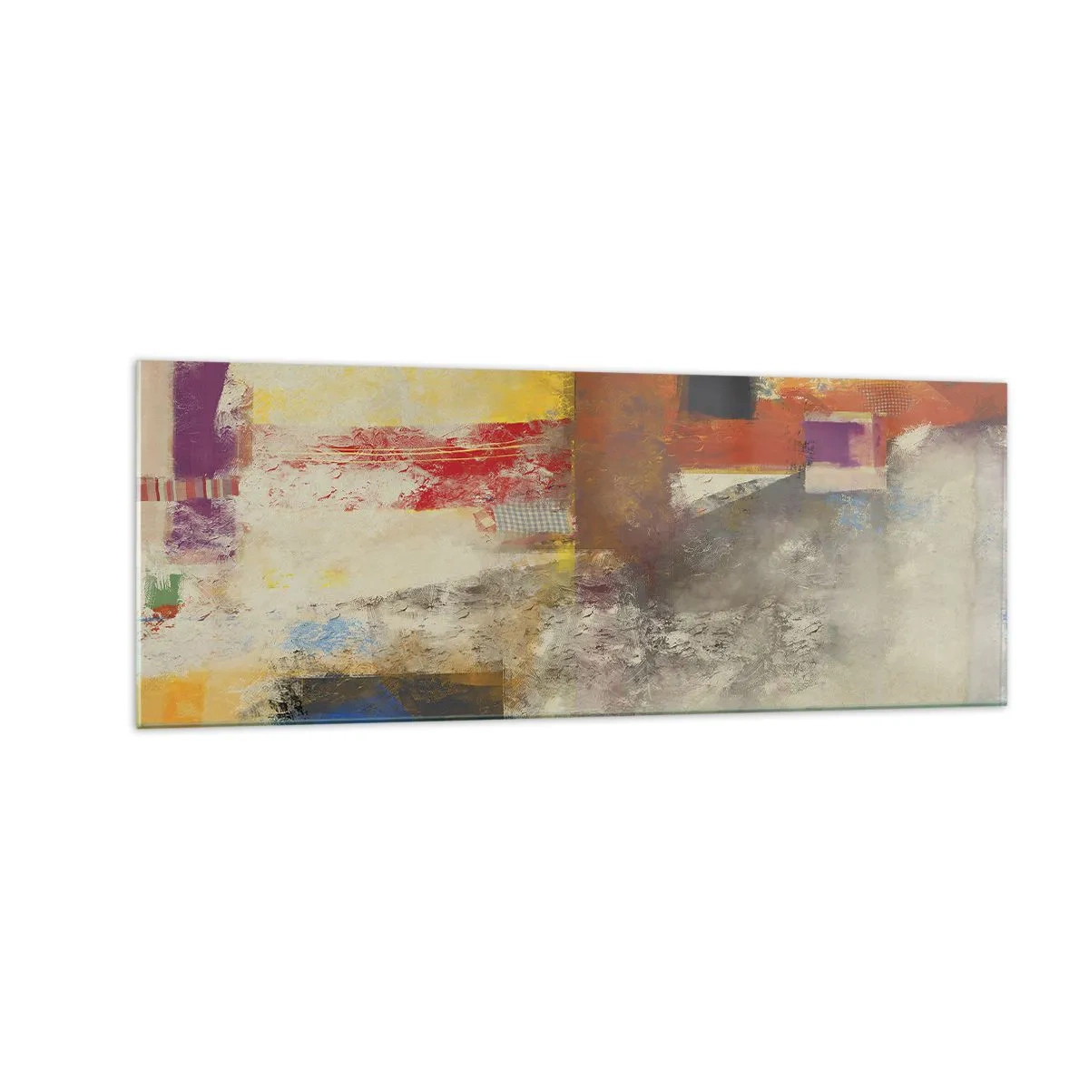 Glastavla - Bild på glas - Färgernas geometri - 140x50 cm