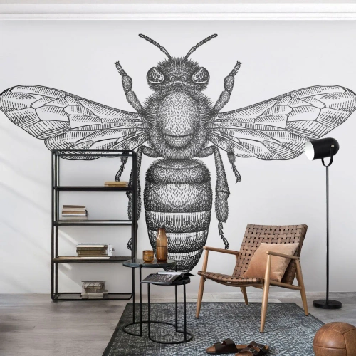 Självhäftande Fototapet Deluxe Sticker - Porträtt av en insekt - Bi, Insekt, Minimalistisk - 100x70 cm